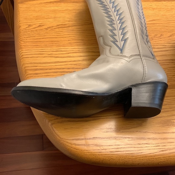 Unused Light Grey with Blue Panhandle Slim cowboy boots 👢 size 8 1/2 B width - Picture 8 of 12
